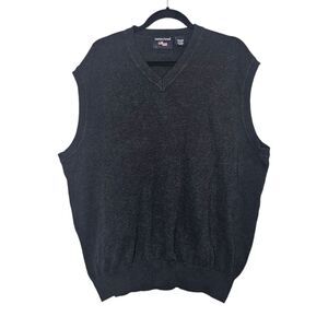 Smith & Tweed Men's Large Gray Cotton V-Neck Sweater Vest Speckled‎ Knit Preppy